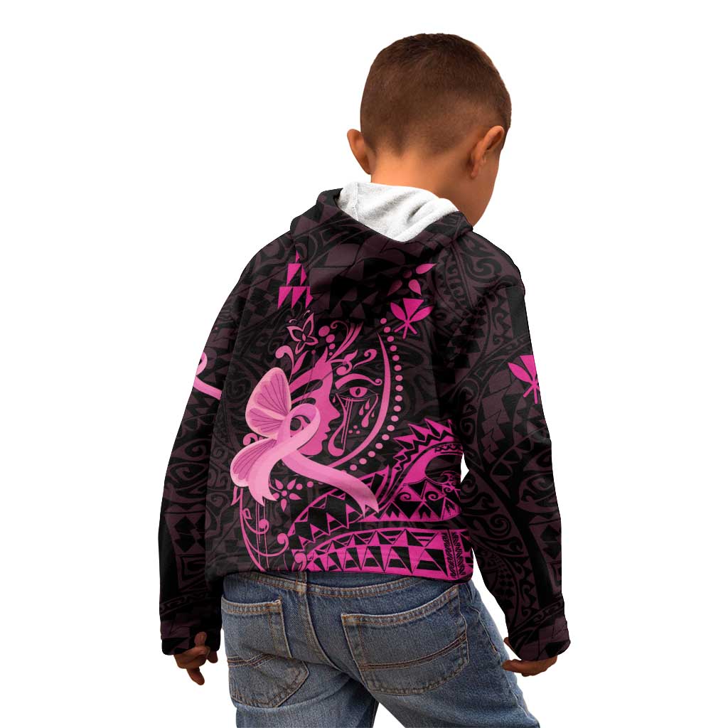 Hawaii Breast Cancer Kid Hoodie Girl Floral Kakau Pattern LT01 - Polynesian Pride