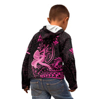 Hawaii Breast Cancer Kid Hoodie Girl Floral Kakau Pattern LT01 - Polynesian Pride