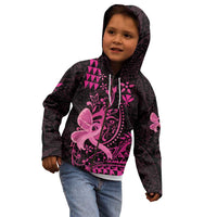 Hawaii Breast Cancer Kid Hoodie Girl Floral Kakau Pattern LT01 - Polynesian Pride