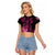 Hawaii Breast Cancer Raglan Cropped T Shirt Girl Floral Kakau Pattern
