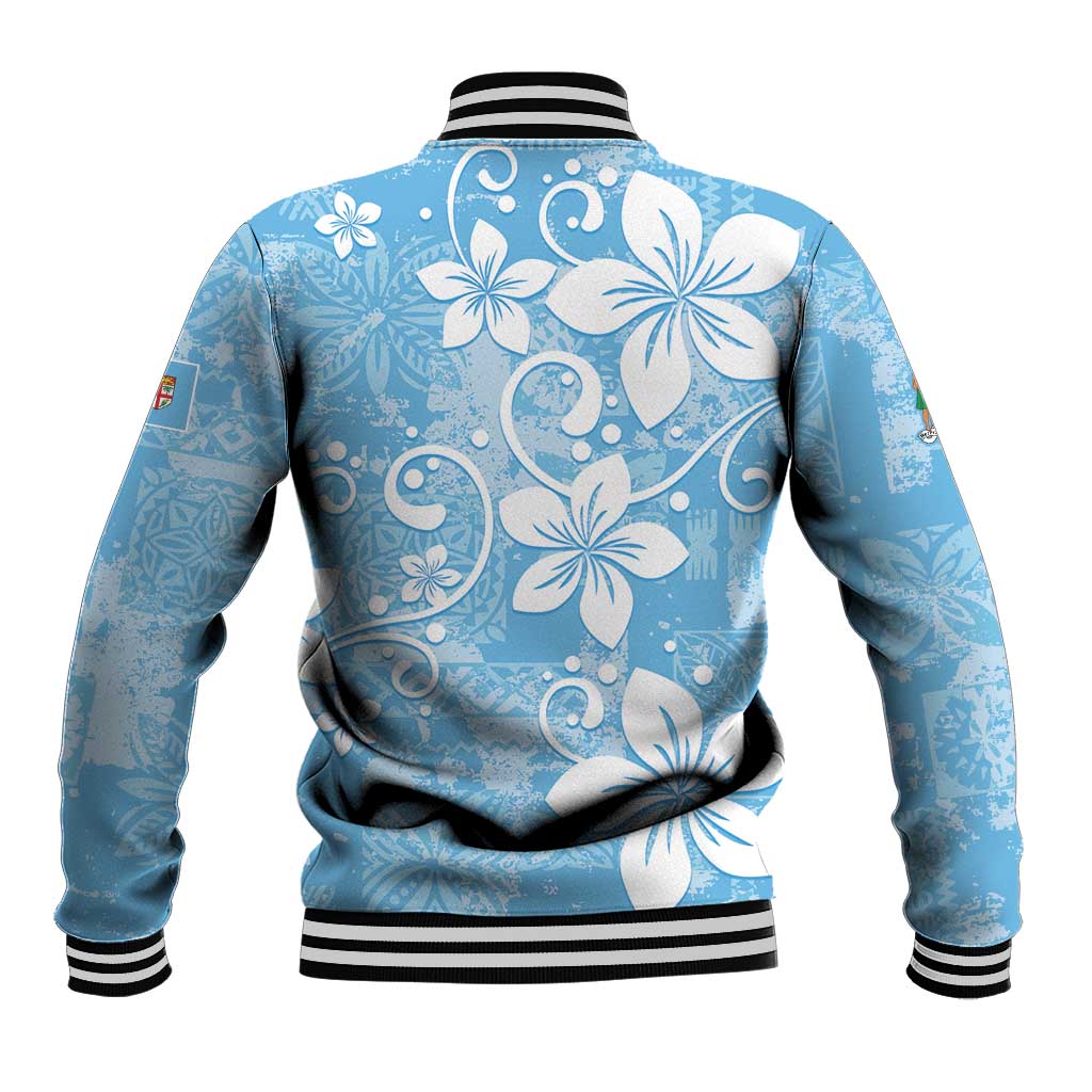 Fiji Tapa Pattern Baseball Jacket Plumeria Floral