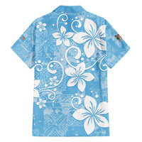 Fiji Tapa Pattern Family Matching Long Sleeve Bodycon Dress and Hawaiian Shirt Plumeria Floral LT01 - Polynesian Pride