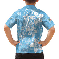 Fiji Tapa Pattern Family Matching Short Sleeve Bodycon Dress and Hawaiian Shirt Plumeria Floral LT01 - Polynesian Pride