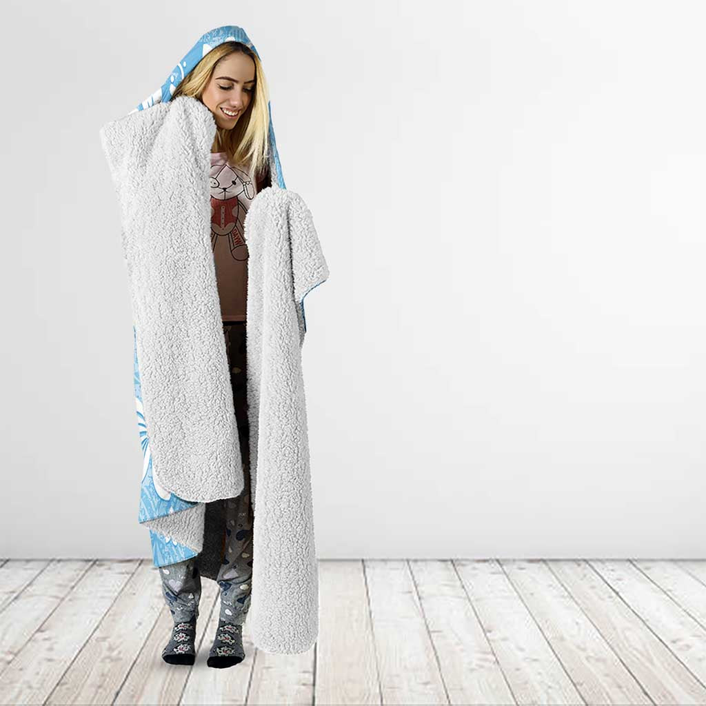 Fiji Tapa Pattern Hooded Blanket Plumeria Floral