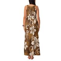 Plumeria Floral Tapa Pattern Vintage Gold Family Matching Tank Maxi Dress and Hawaiian Shirt LT01 - Polynesian Pride