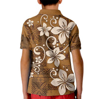 Plumeria Floral Tapa Pattern Vintage Gold Kid Polo Shirt