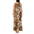 Plumeria Floral Tapa Pattern Vintage Gold Tank Maxi Dress