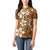 Plumeria Floral Tapa Pattern Vintage Gold Women Polo Shirt