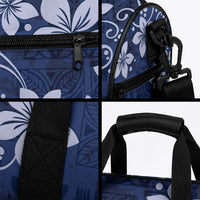 Plumeria Floral Tapa Pattern Navy Blue Duffle Bag LT01 - Polynesian Pride