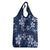Plumeria Floral Tapa Pattern Navy Blue Grocery Bag