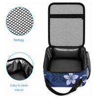 Plumeria Floral Tapa Pattern Navy Blue Lunch Bag LT01 - Polynesian Pride