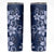 Plumeria Floral Tapa Pattern Navy Blue Skinny Tumbler