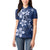 Plumeria Floral Tapa Pattern Navy Blue Women Polo Shirt