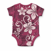 Plumeria Floral Tapa Pattern Ruby Pink Baby Onesie LT01 - Polynesian Pride
