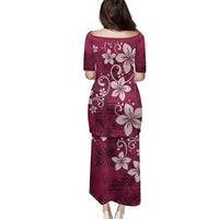 Plumeria Floral Tapa Pattern Ruby Pink Family Matching Puletasi and Hawaiian Shirt LT01 - Polynesian Pride