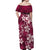 Plumeria Floral Tapa Pattern Ruby Pink Off Shoulder Maxi Dress
