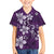 Plumeria Floral Tapa Pattern Amethyst Purple Family Matching Off The Shoulder Long Sleeve Dress and Hawaiian Shirt