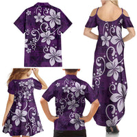 Plumeria Floral Tapa Pattern Amethyst Purple Family Matching Summer Maxi Dress and Hawaiian Shirt LT01 - Polynesian Pride