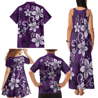 Plumeria Floral Tapa Pattern Amethyst Purple Family Matching Tank Maxi Dress and Hawaiian Shirt LT01 - Polynesian Pride
