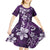 Plumeria Floral Tapa Pattern Amethyst Purple Kid Short Sleeve Dress
