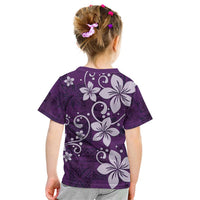 Plumeria Floral Tapa Pattern Amethyst Purple Kid T Shirt