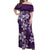 Plumeria Floral Tapa Pattern Amethyst Purple Off Shoulder Maxi Dress