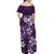 Plumeria Floral Tapa Pattern Amethyst Purple Off Shoulder Maxi Dress