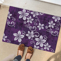 Plumeria Floral Tapa Pattern Amethyst Purple Rubber Doormat