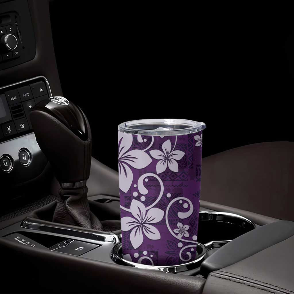 Plumeria Floral Tapa Pattern Amethyst Purple Tumbler Cup