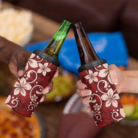 Plumeria Floral Tapa Pattern Oxblood Red 4 in 1 Can Cooler Tumbler