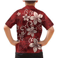Plumeria Floral Tapa Pattern Oxblood Red Family Matching Mermaid Dress and Hawaiian Shirt LT01 - Polynesian Pride