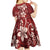 Plumeria Floral Tapa Pattern Oxblood Red Kid Short Sleeve Dress