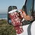 Plumeria Floral Tapa Pattern Oxblood Red Tumbler With Handle