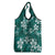 Plumeria Floral Tapa Pattern Crystal Teal Grocery Bag