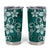 Plumeria Floral Tapa Pattern Crystal Teal Tumbler Cup