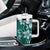 Plumeria Floral Tapa Pattern Crystal Teal Tumbler With Handle