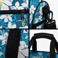 Blue Hawaiian Hibiscus Monstera Duffle Bag Grunge Stylized
