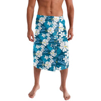 Blue Hawaiian Hibiscus Monstera Lavalava Grunge Stylized
