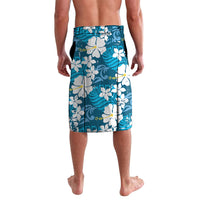 Blue Hawaiian Hibiscus Monstera Lavalava Grunge Stylized