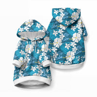 Blue Hawaiian Hibiscus Monstera Pet Hoodie Grunge Stylized LT01 Pullover Blue - Polynesian Pride