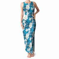 Blue Hawaiian Hibiscus Monstera Tank Maxi Dress Grunge Stylized LT01 Women Blue - Polynesian Pride