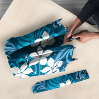 Blue Hawaiian Hibiscus Monstera Umbrella Grunge Stylized