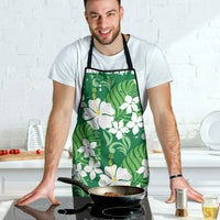 Green Hawaiian Hibiscus Monstera Apron Grunge Stylized
