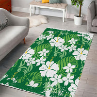 Green Hawaiian Hibiscus Monstera Area Rug Grunge Stylized LT01 - Polynesian Pride