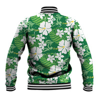 Green Hawaiian Hibiscus Monstera Baseball Jacket Grunge Stylized LT01 - Polynesian Pride