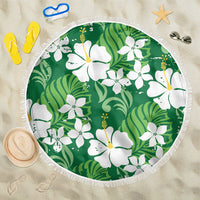Green Hawaiian Hibiscus Monstera Beach Blanket Grunge Stylized LT01 One Size 150cm Green - Polynesian Pride