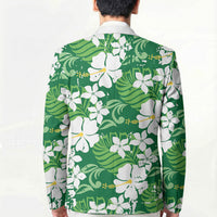 Green Hawaiian Hibiscus Monstera Blazer Grunge Stylized