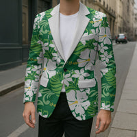 Green Hawaiian Hibiscus Monstera Blazer Grunge Stylized