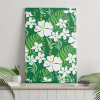Green Hawaiian Hibiscus Monstera Canvas Wall Art Grunge Stylized