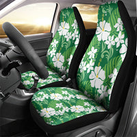Green Hawaiian Hibiscus Monstera Car Seat Cover Grunge Stylized LT01 - Polynesian Pride